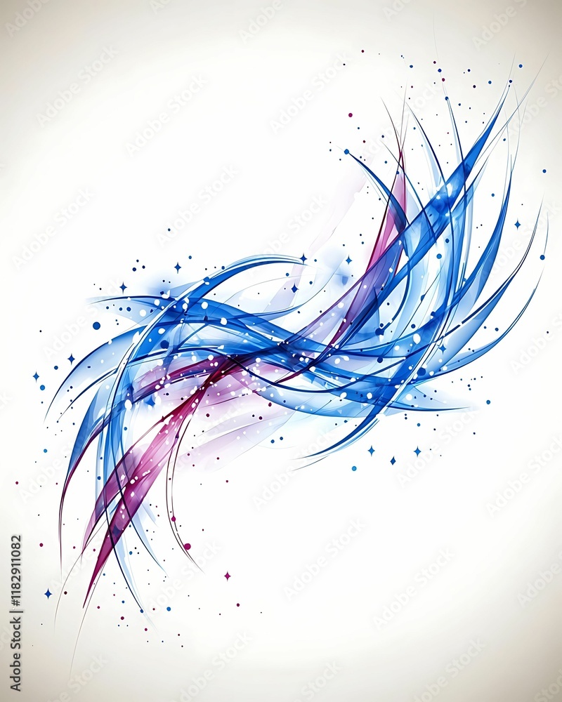 Poster abstract swirling lines in blue and pink with a textured background, creating a dynamic and artistic