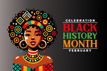 Black History Month poster. Black History Month celebration Banner poster. Cartoon Vector Illustration for Poster, Banner