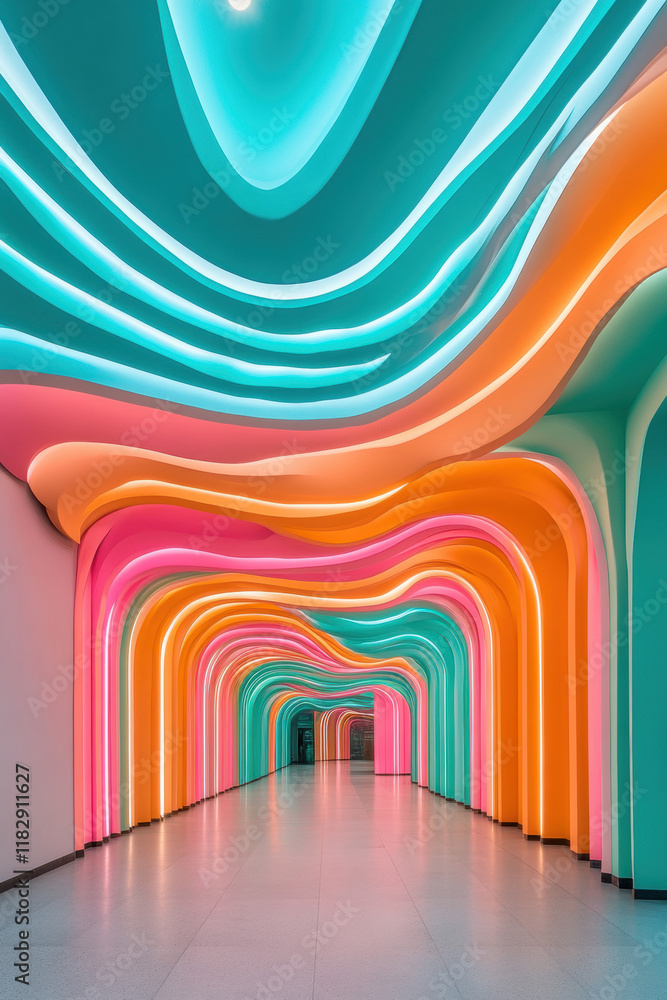 Poster parametric design, a high-fidelity image of a parametric roof structure with undulating design, show