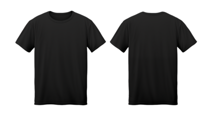 Black T-Shirt Mockup - Front and Back Views for Design Presentation transparency background