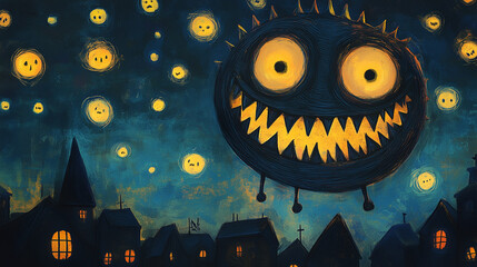 Fototapeta premium A child’s nighttime sky drawing