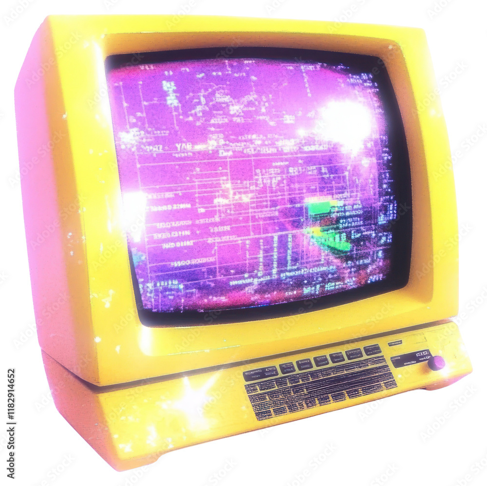 Aufkleber png abstract yellow y2k tech icon futuristic computer display.