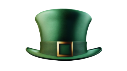 Green Leprechaun hat isolated on transparent background, St. Patrick's Day event celebration