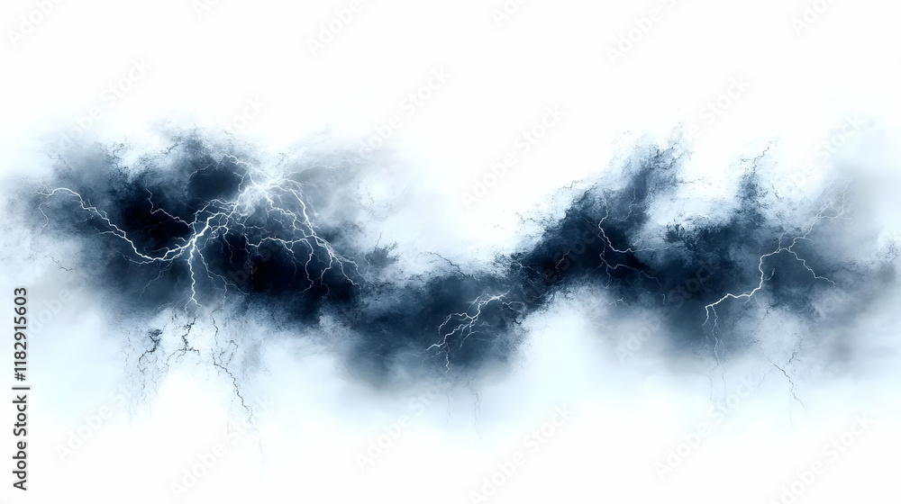 Poster abstract background illustrates dark clouds and lightning with white border smoothly
