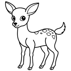 Cute fawn outline vector illustration, black and white, kids' coloring books and crafts.