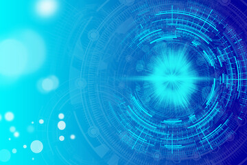 デジタルサークルとキラキラ背景 ダーク