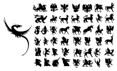 Mythical Silhouette Collection: A captivating array of mythical creature silhouettes, each meticulously crafted, offers a glimpse into the realm of fantasy.