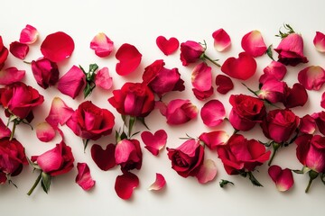 A stunning close-up of velvety red roses, their petals glistening like rubies on a pristine white surface, perfect for expressing love on Valentine's Day.