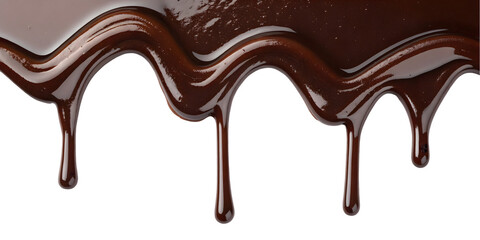 melted chocolate dripping on white background
