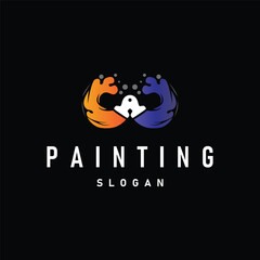 illustration design logo paint brush liquid paint colorful and unique premium symbol icon