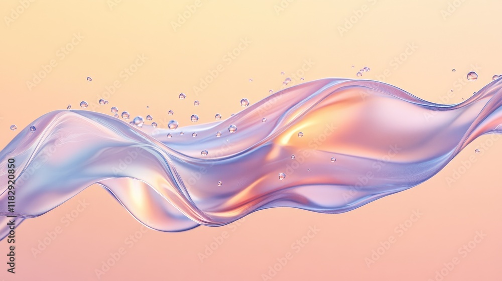 Aufkleber a close-up shot of transparent liquid forming delicate waves, with tiny bubbles floating against a s