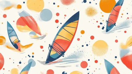 Colorful windsurfing seamless pattern.