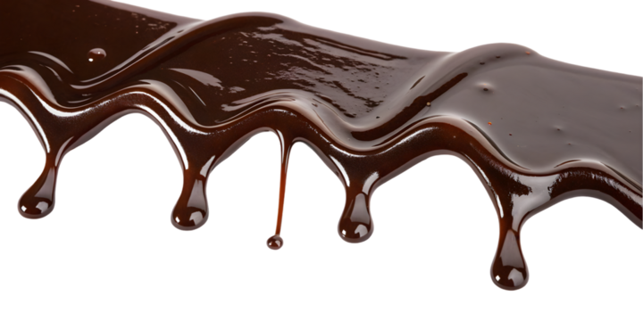 melted chocolate dripping on white background