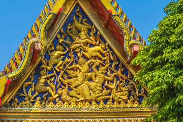 Temple guardians fighting, Wat Pho Temple, Bangkok, Thailand. Built in 1600's. One of the oldest...