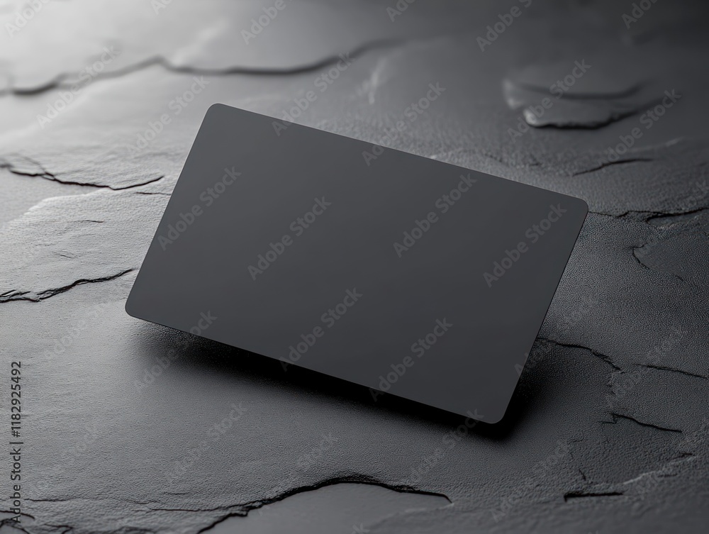 Poster minimalist black card in dark conceptual environment with soft reflections and shadows