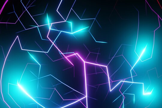 Abstract Neon Light Pattern with Dynamic Laser Lines