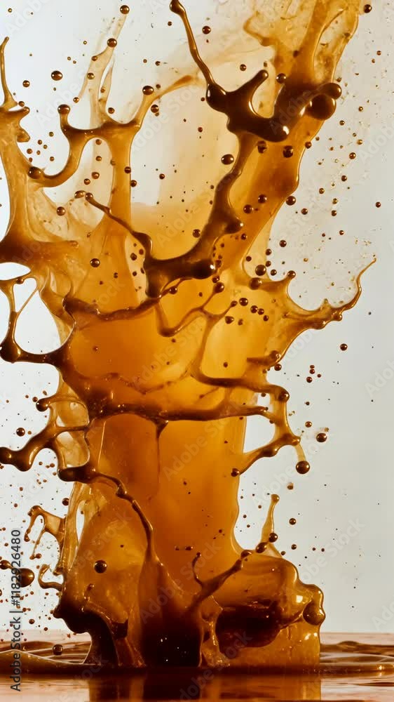 Aufkleber dynamic splash of liquid creating intricate patterns against a neutral background