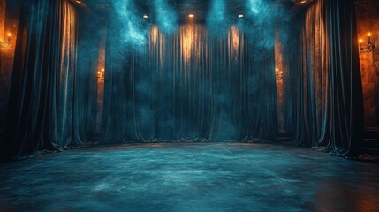 Mystical Reveal of Black Velvet Theater Curtains on Stage