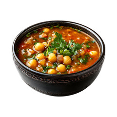Harira Soup with Potatoes and Parise Isolated on Transparent Background