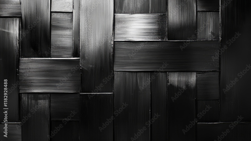 Aufkleber a modern monochrome abstract design featuring woven metallic strips, with clean lines and simple tex