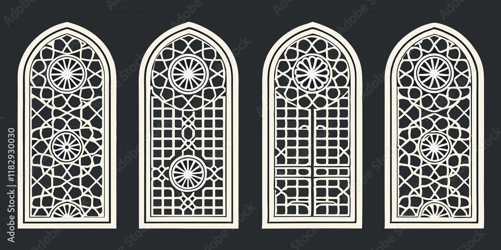 Poster intricate geometric patterns of arched windows