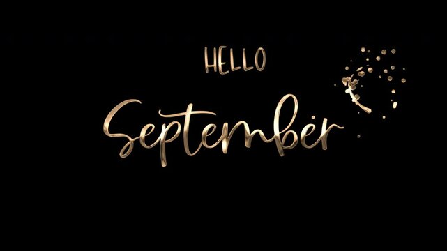 Animated hello September greeting, perfect for fall and autumn themed social media posts, seasonal marketing campaigns, and festive digital designs.