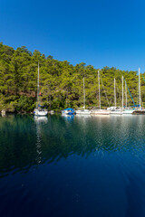 Boats in Karacasogut, Gokova Bay, Turkey