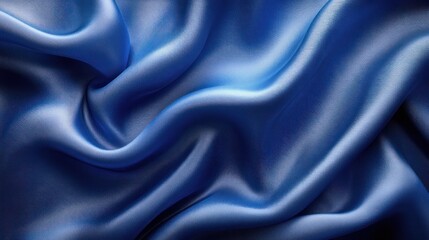Fototapeta premium Flowing Blue Silk Fabric with Deep Shadows and Highlights in Hyperrealism Style