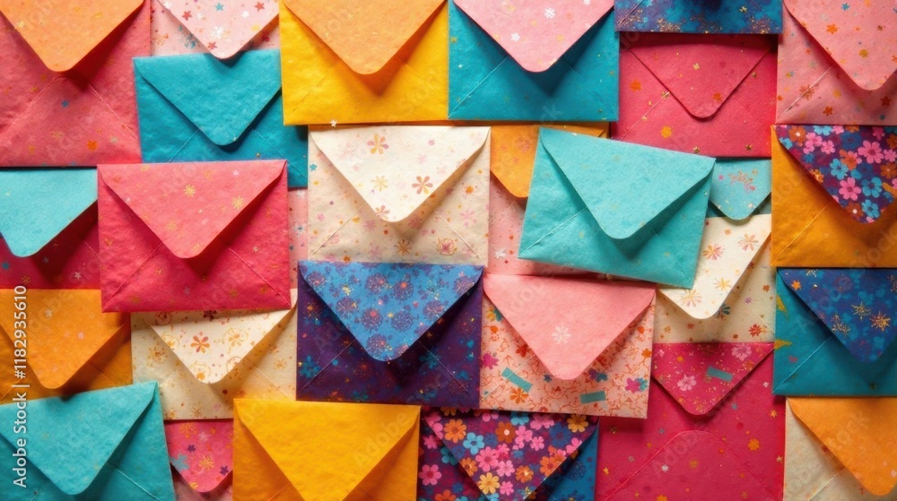 Poster A Colorful Collection of Envelopes Ready for Sending Messages