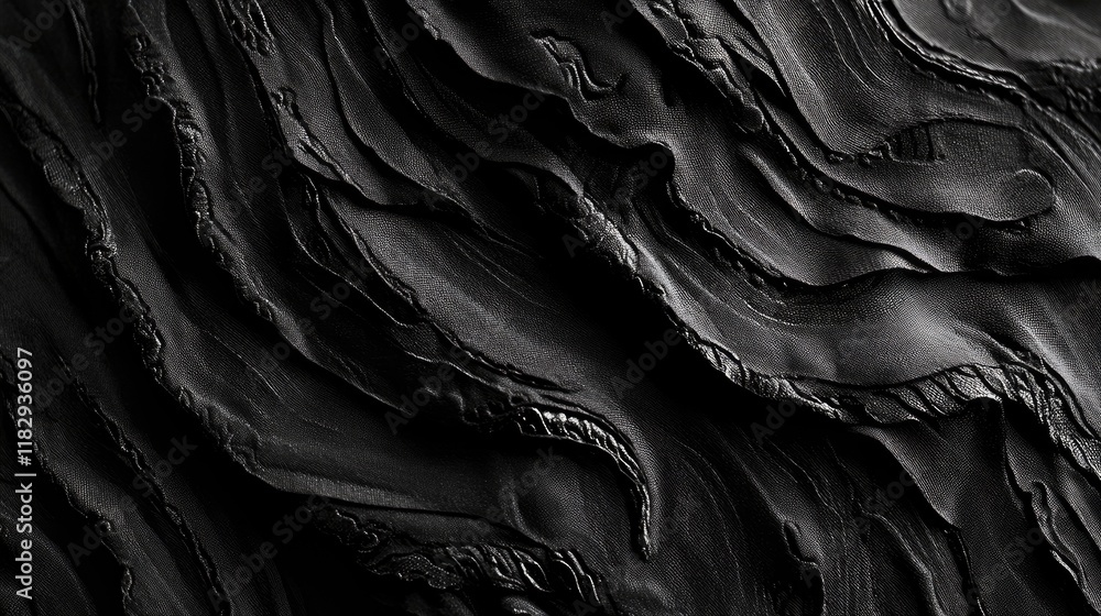 Poster black textured fabric with a complex pattern, adding a sense of depth and elegance, perfect for show