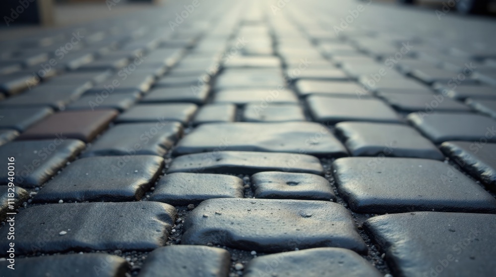 Aufkleber cobblestone pathway a detailed close-up view of irregular stone blocks, showing textured surface and