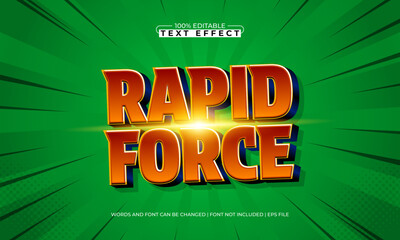 rapid force editable text effect with a race and speed text style