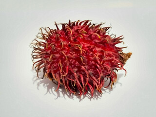 Naklejka premium Rambutan fruit isolated on a white background with clipping path and full depth of field