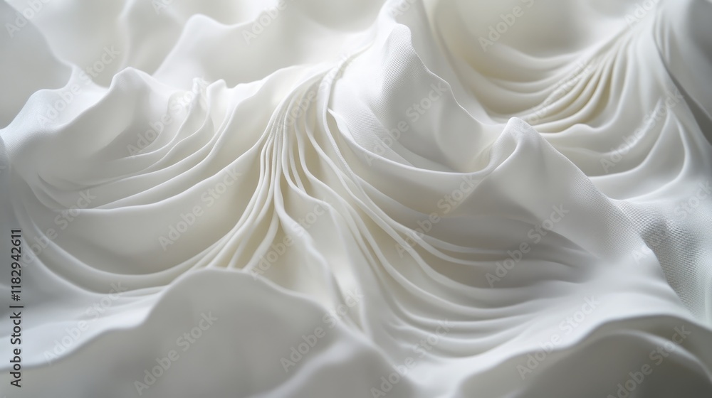 Aufkleber White fabric with intricate radial folds, capturing the elegance and texture of the material, creating a soft, dynamic effect.