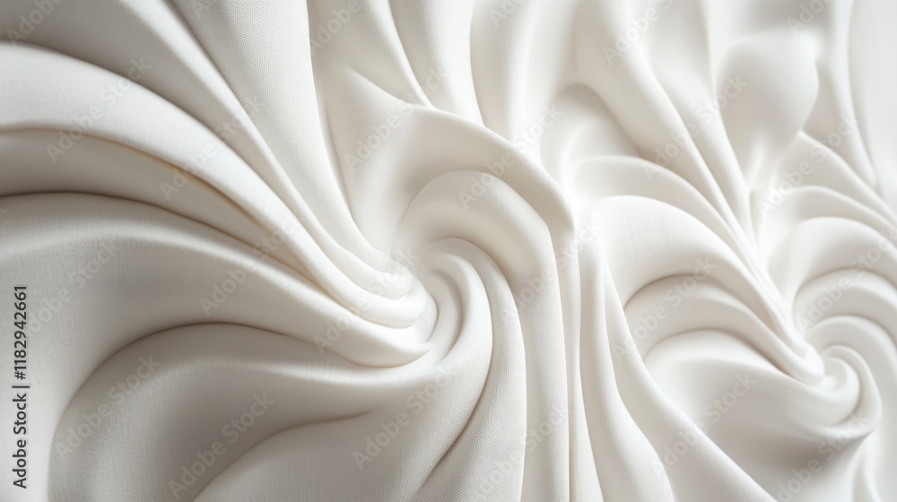 Aufkleber White fabric with intricate radial folds, capturing the elegance and texture of the material, creating a soft, dynamic effect.