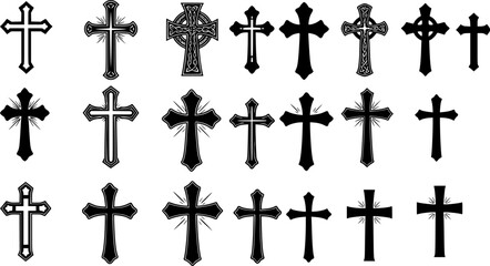 vector set Religious CROSS BUNDLE, Jesus Cross, Old Rugged Cross , Christian ,Cross , Religious , Cross ClipArt, Crosses, Catholic Cross, Silhouette Cross, Faith Cross