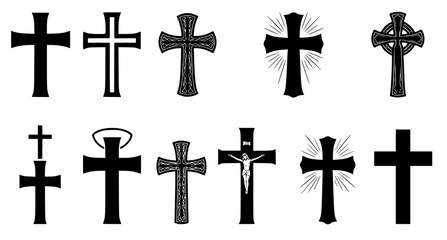 vector set Religious CROSS BUNDLE, Jesus Cross, Old Rugged Cross , Christian ,Cross , Religious , Cross ClipArt, Crosses, Catholic Cross, Silhouette Cross, Faith Cross