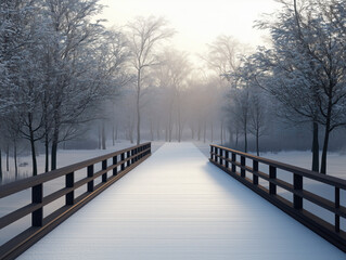 Experience Tranquility: A Serene Winter Wonderland with Soft Snow, Frosted Trees, and the Peaceful Beauty of Nature