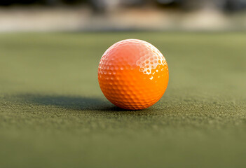 orange ball putting fun bright brightly lit challenge closeup color image competition concentration cut out enjoyment entertainment equipment family