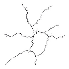 Split lines in the concrete or large fissures in the wall on a white background. Crack wall concrete
