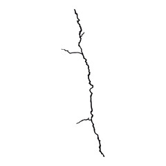 Split lines in the concrete or large fissures in the wall on a white background. Crack wall concrete
