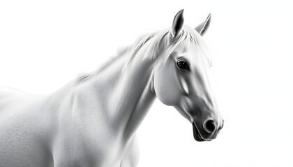 White horse isolated on white background, dramatic. isolated with white highlights