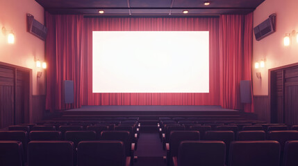 Obraz premium cinema room with blank screen and red curtain 