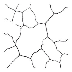 Split lines in the concrete or large fissures in the wall on a white background. Crack wall concrete
