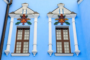 Ukraine, Kiev, Kyiv. St Michael's Cathedrale, monastery. Built in Middle Ages. Windows.