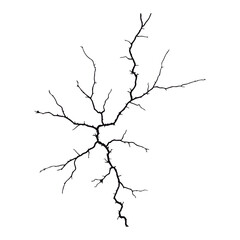 Split lines in the concrete or large fissures in the wall on a white background. Crack wall concrete
