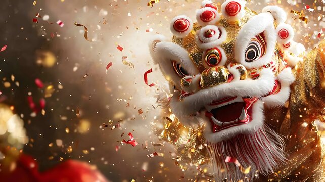 Vibrant and Energetic Chinese New Year Dragon Dance Performance  Traditional Chinese cultural festival with colorful dragon costume lively dance and ceremonious