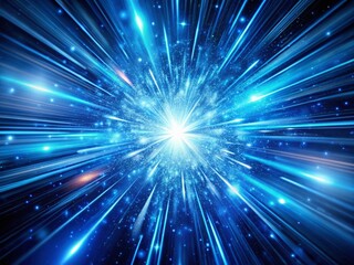 Fototapeta premium Futuristic Blue Hyperspace Jump: Abstract 3D Render of Dynamic Star Explosion