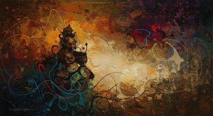 Spiritual Deity: A captivating artistic representation of a spiritual deity, depicted with intricate details and a harmonious blend of colors, creating a mesmerizing visual experience. 