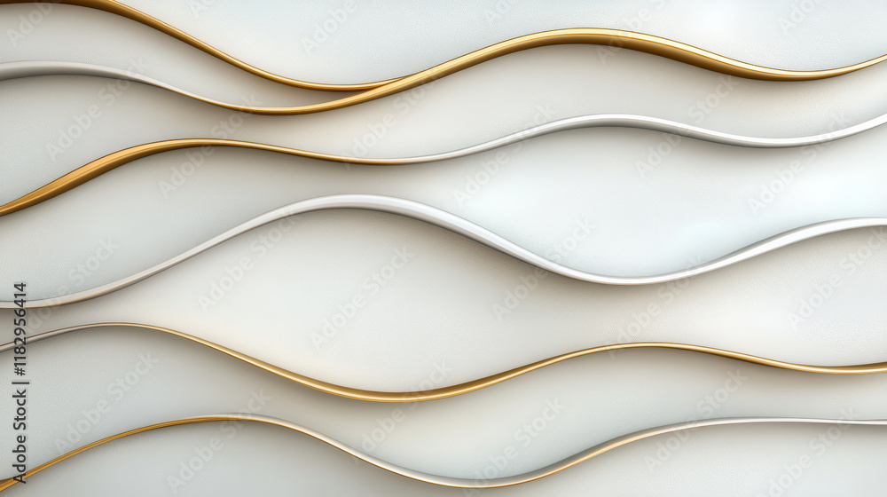 Poster elegant abstract wave pattern in gold and silver colors on soft background